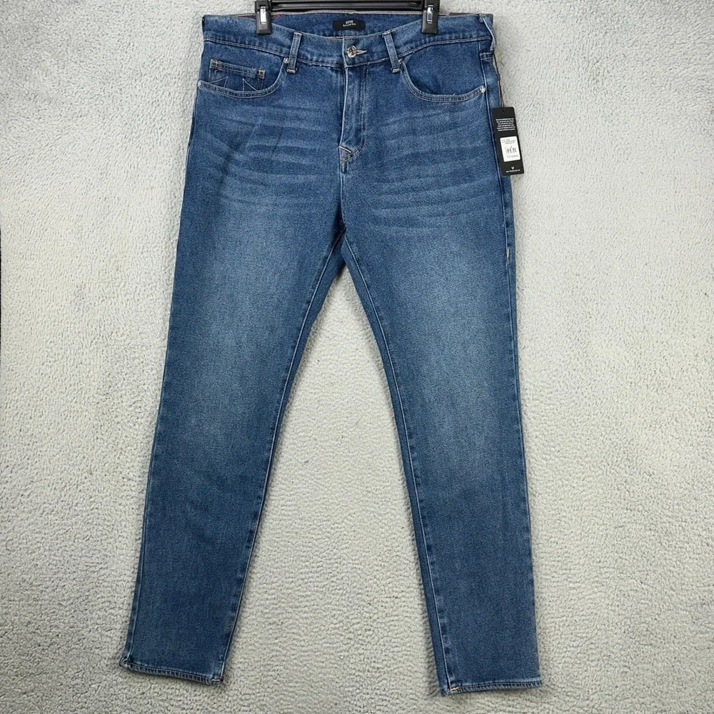 True Religion Geno Men Relaxed Slim Jeans 34 Blue 5 Pocket Distressed Casual NEW